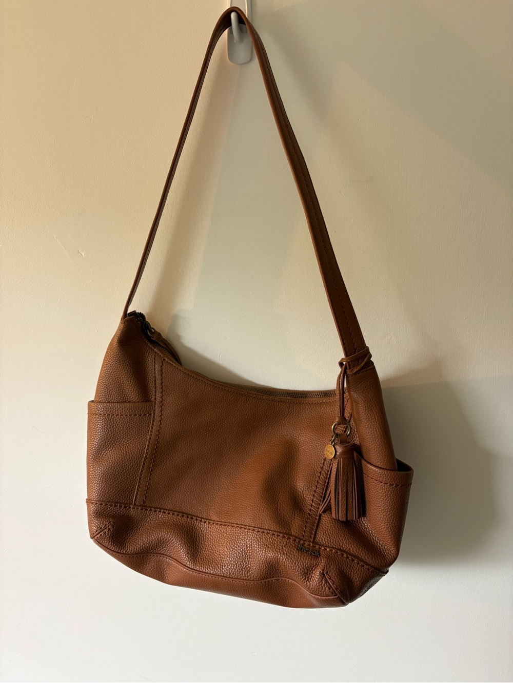 The Sak Brown Pebbled Leather Hobo with Tassel